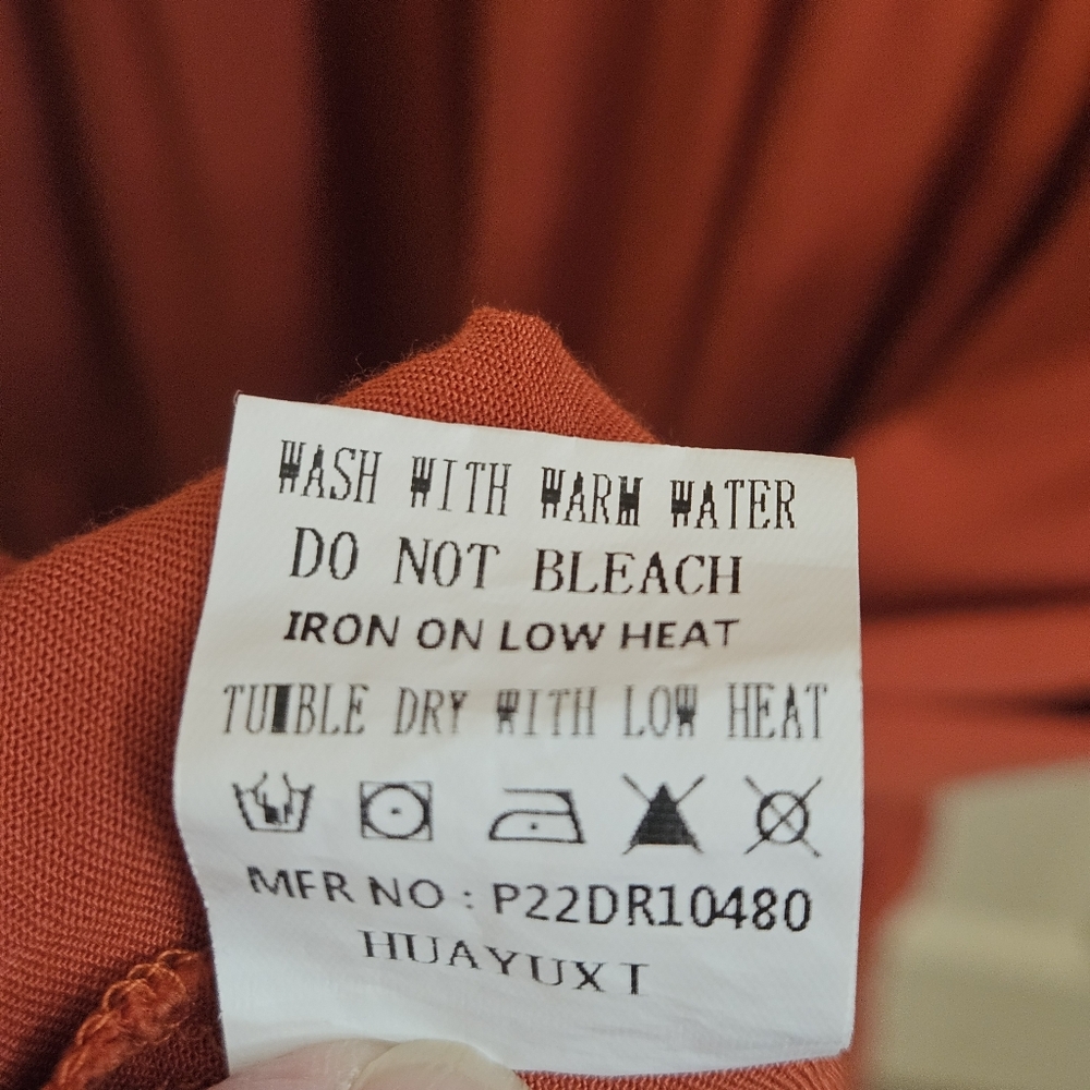 Simplee Plus Rust Orange Midi Dress Tiered Skirt 3XL - Picture 14 of 16